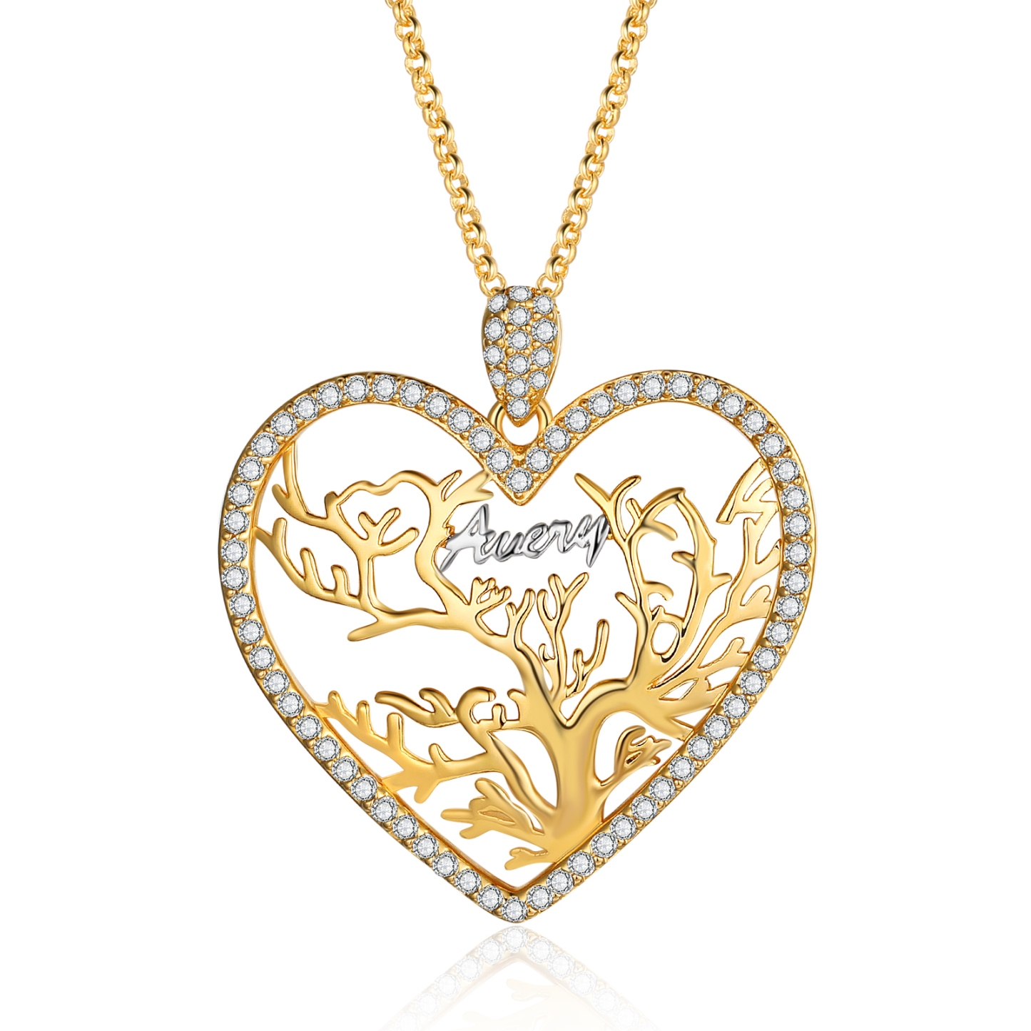 Personalised Family Tree Necklace Custom 1 Name Heart Necklace Gift For Mother-Jessemade AU