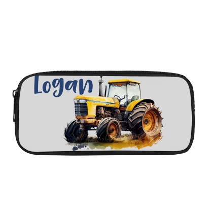 Personalised  Name Pencil Case Yellow Bulldozer Pen Bag Zipper Back to School Gifts for Student-Jessemade AU
