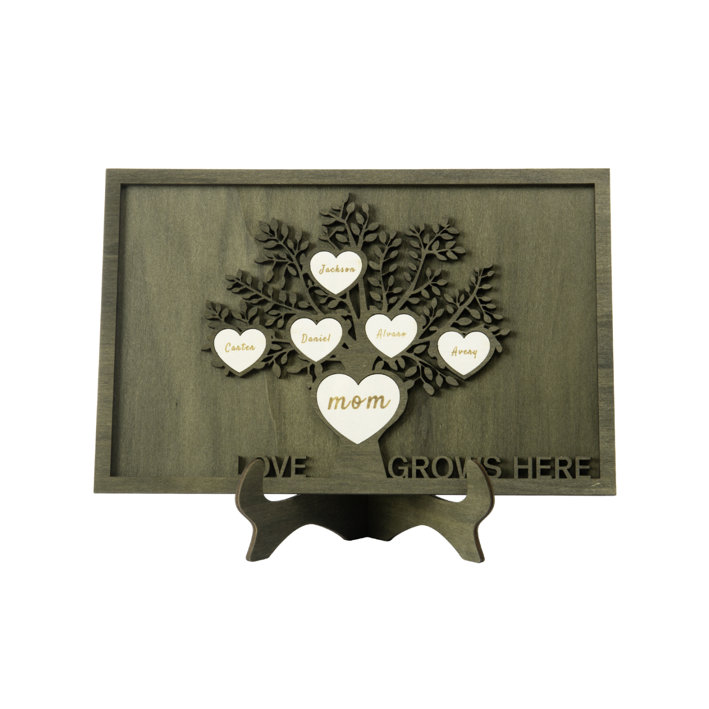 Family Tree Wood Frame Personalised Family Tree Sign Custom 6 Names Plaque-Jessemade AU