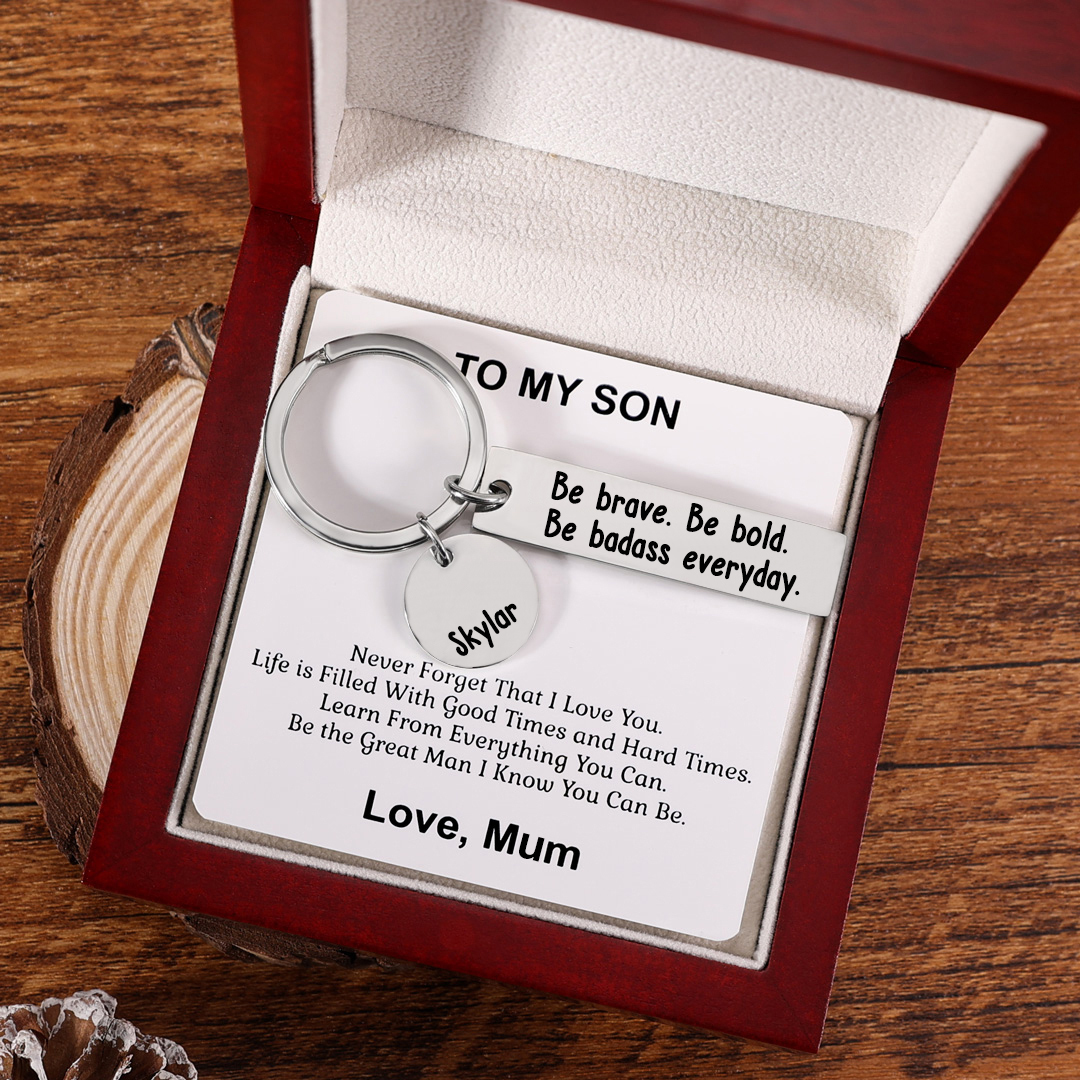 Be Brave Keychain Personalised Name Inspirational Gift "Be Brave. Be Bold. Be Badass Everyday"-Jessemade AU