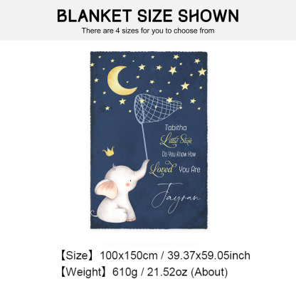 Personalised Elephant Blanket Custom Name Cute Cartoon Blanket-Jessemade AU