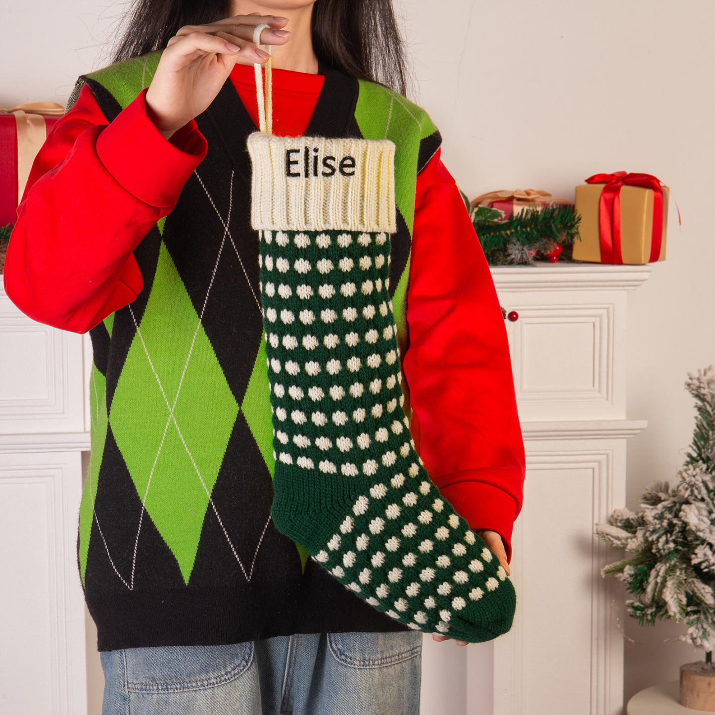 Customised 1 Name Christmas Stockings Ornaments Fireplace Decor Personalised Christmas Gifts for Family Friends-Jessemade AU