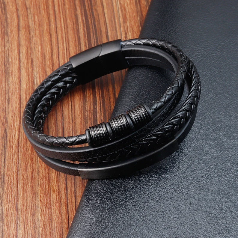 To Our Grandson Leather Bracelet "We're always with you“ Inspirational Gifts for grandson