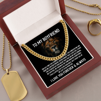 To My Boyfriend Cuban Link Chain Necklace Promise Necklace Gift Set - I Love You Forever & Always-Jessemade AU