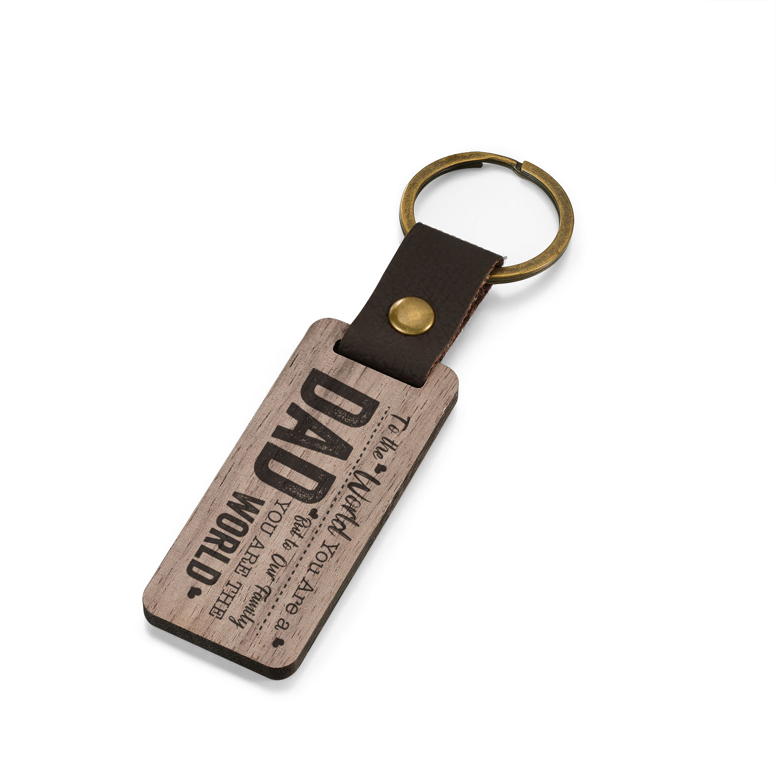 To My Dad Keychain Walnut Keychain Father's Day Gifts - To Our Family, You Are The World-Jessemade AU