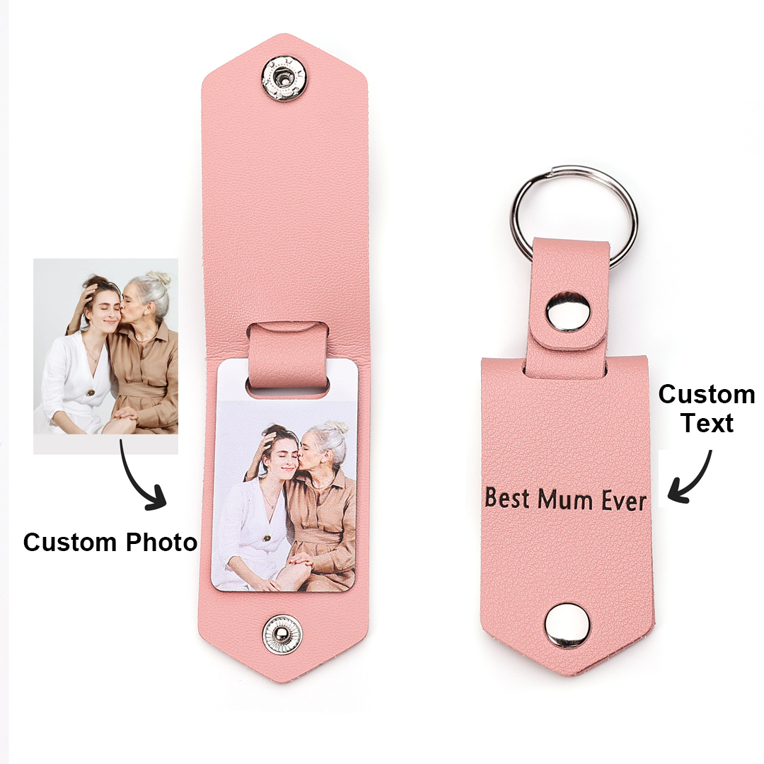 Personalised Photo Keychain Custom Text Leather Keyring Couple Keychain Gifts for Him/her-Jessemade AU