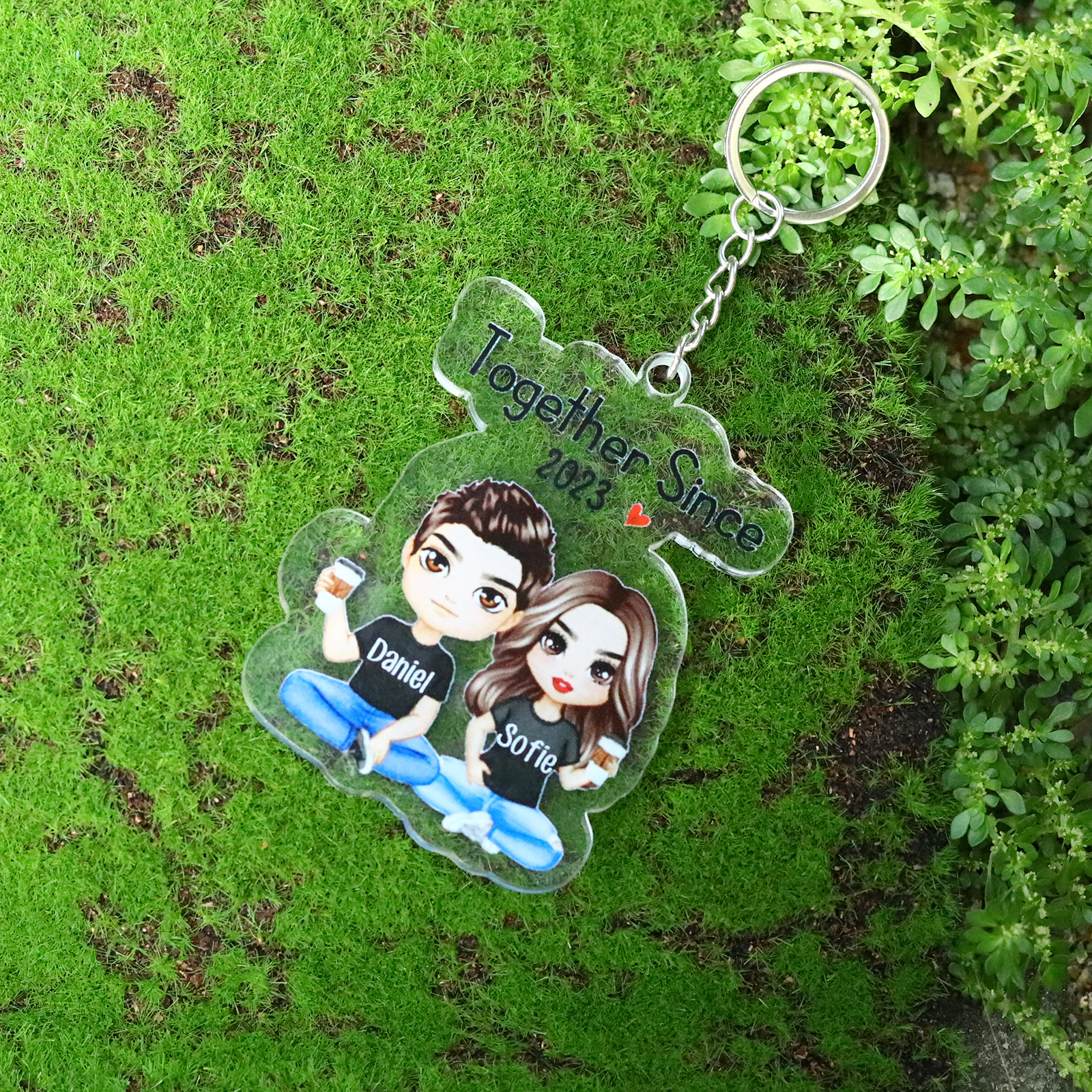 Personalised Acrylic Couple Keychain Customised Name & Text & Date Keychain Valentine's Day Gift for Couples-Jessemade AU