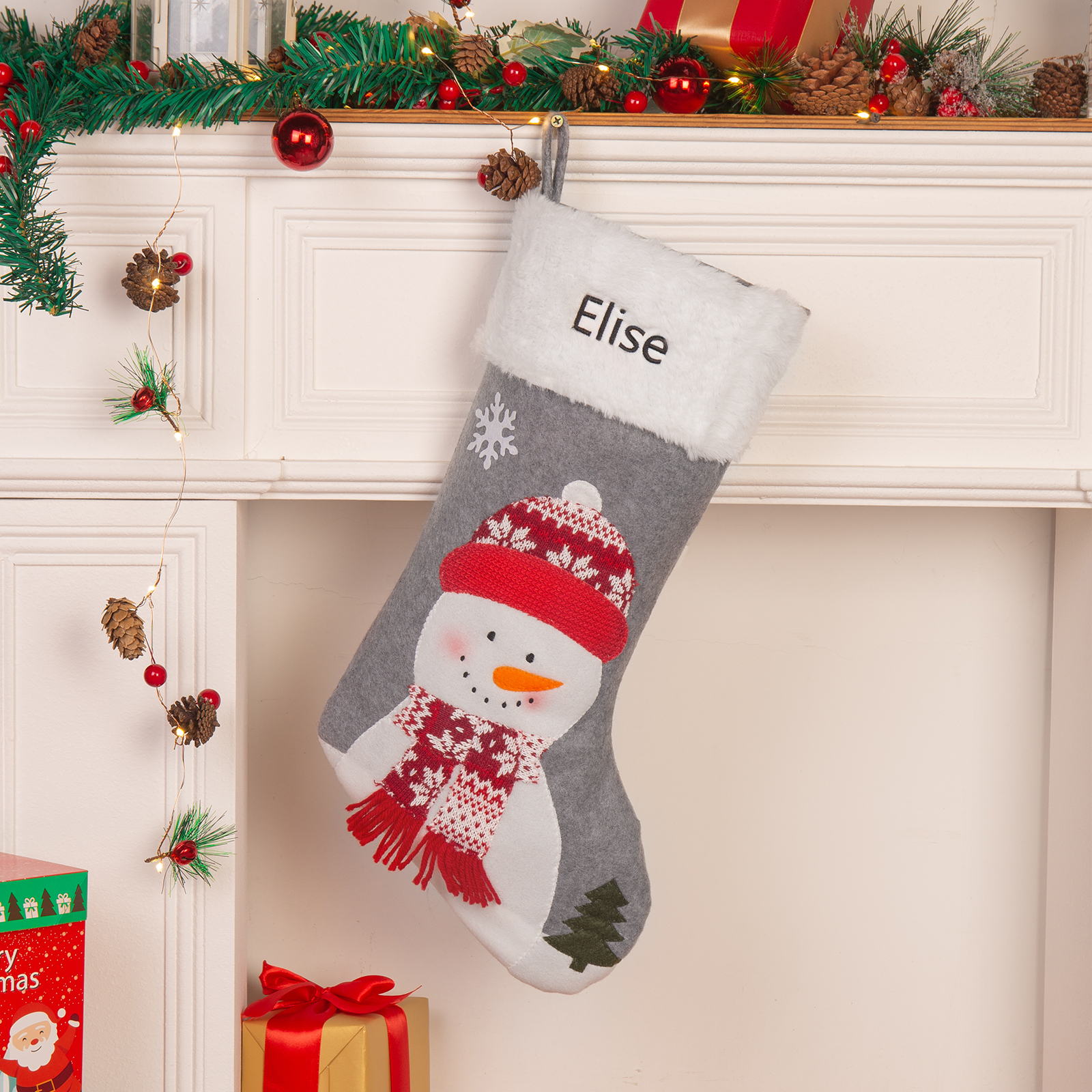 Customised 1 Name Christmas Stockings Ornaments Personalised Christmas Gray Gifts for Family Friends-Jessemade AU