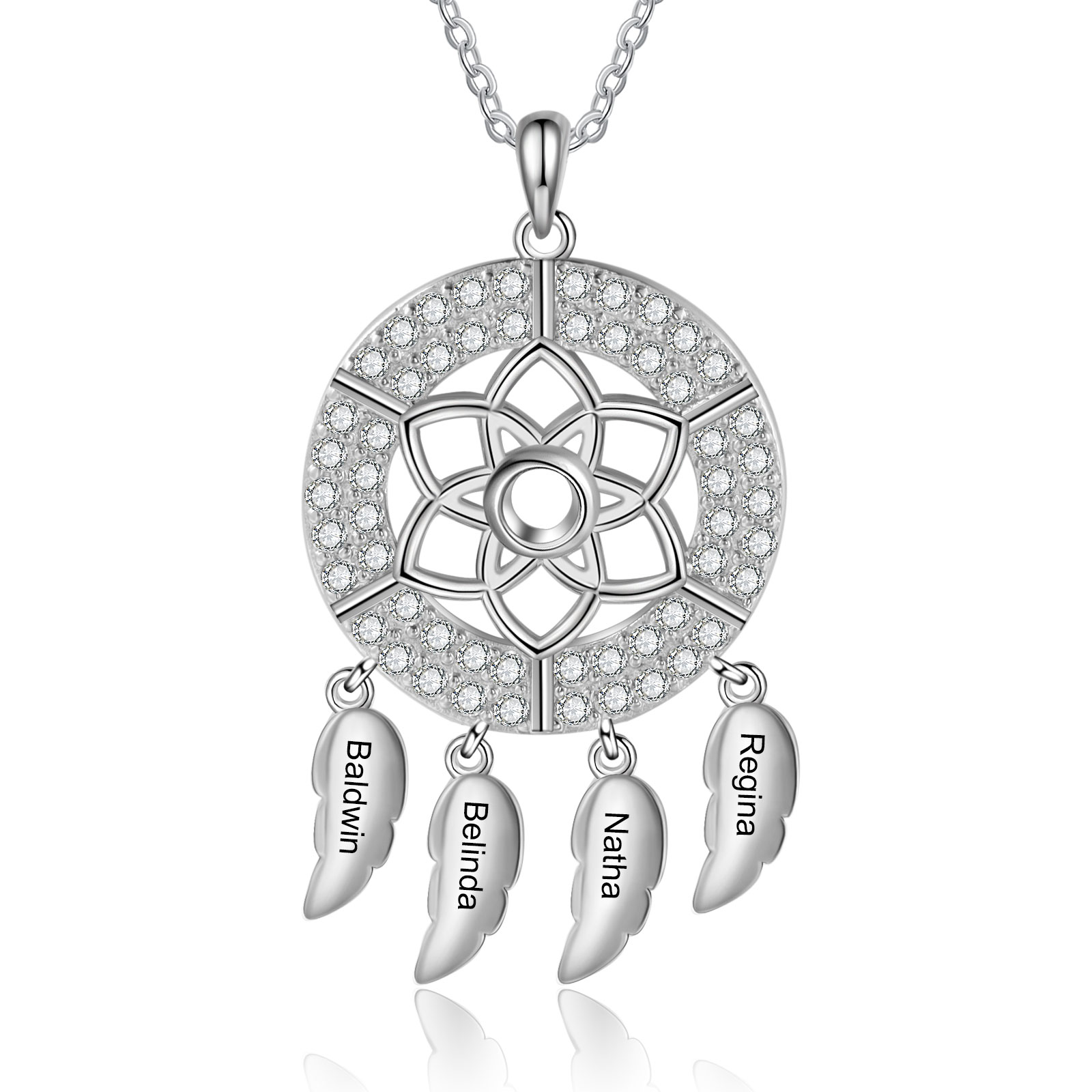 Personalised Dream Catcher Necklace Custom 4 Names Necklace Gifts For Her-Jessemade AU