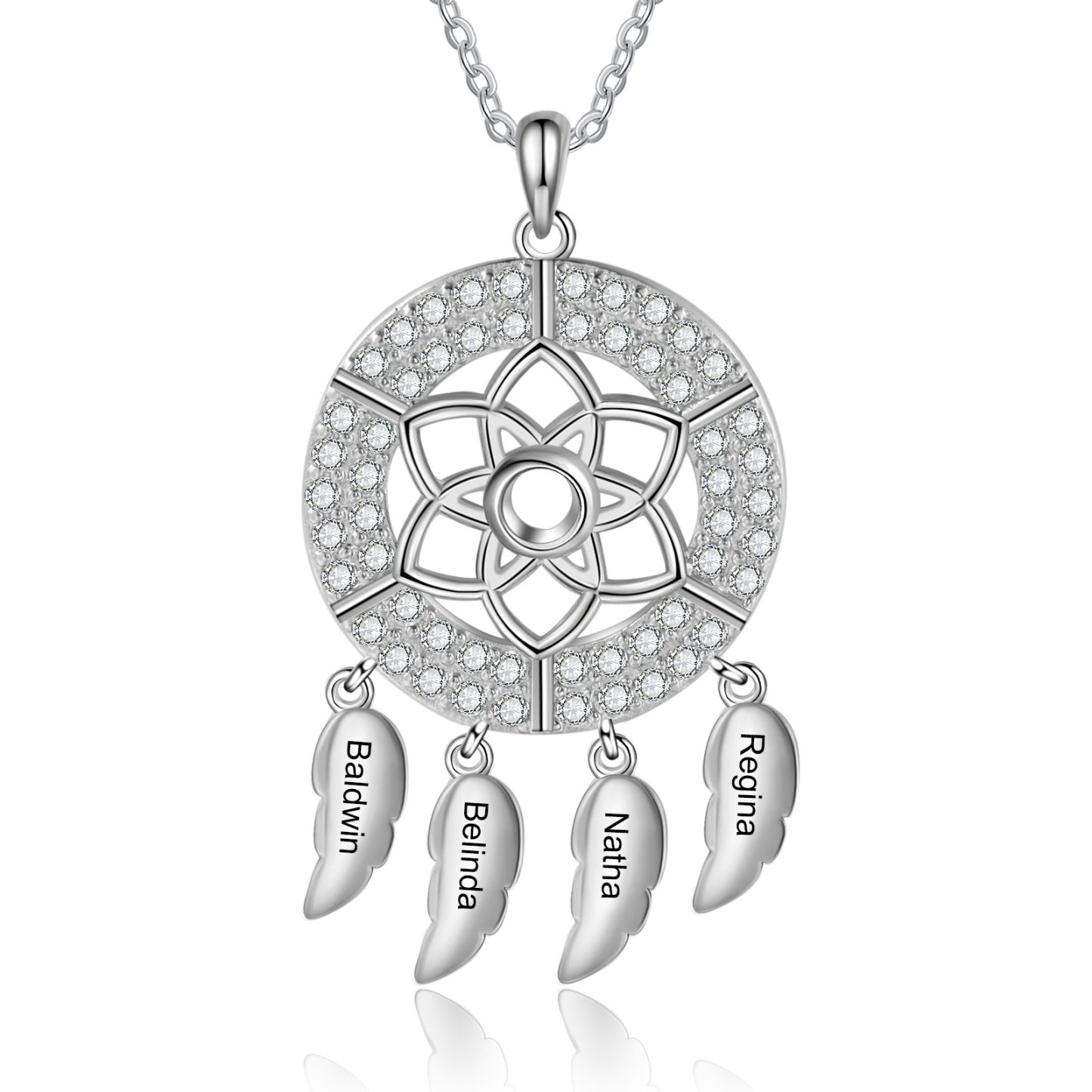 Personalised Dream Catcher Necklace Custom 4 Names Necklace Gifts For Her-Jessemade AU