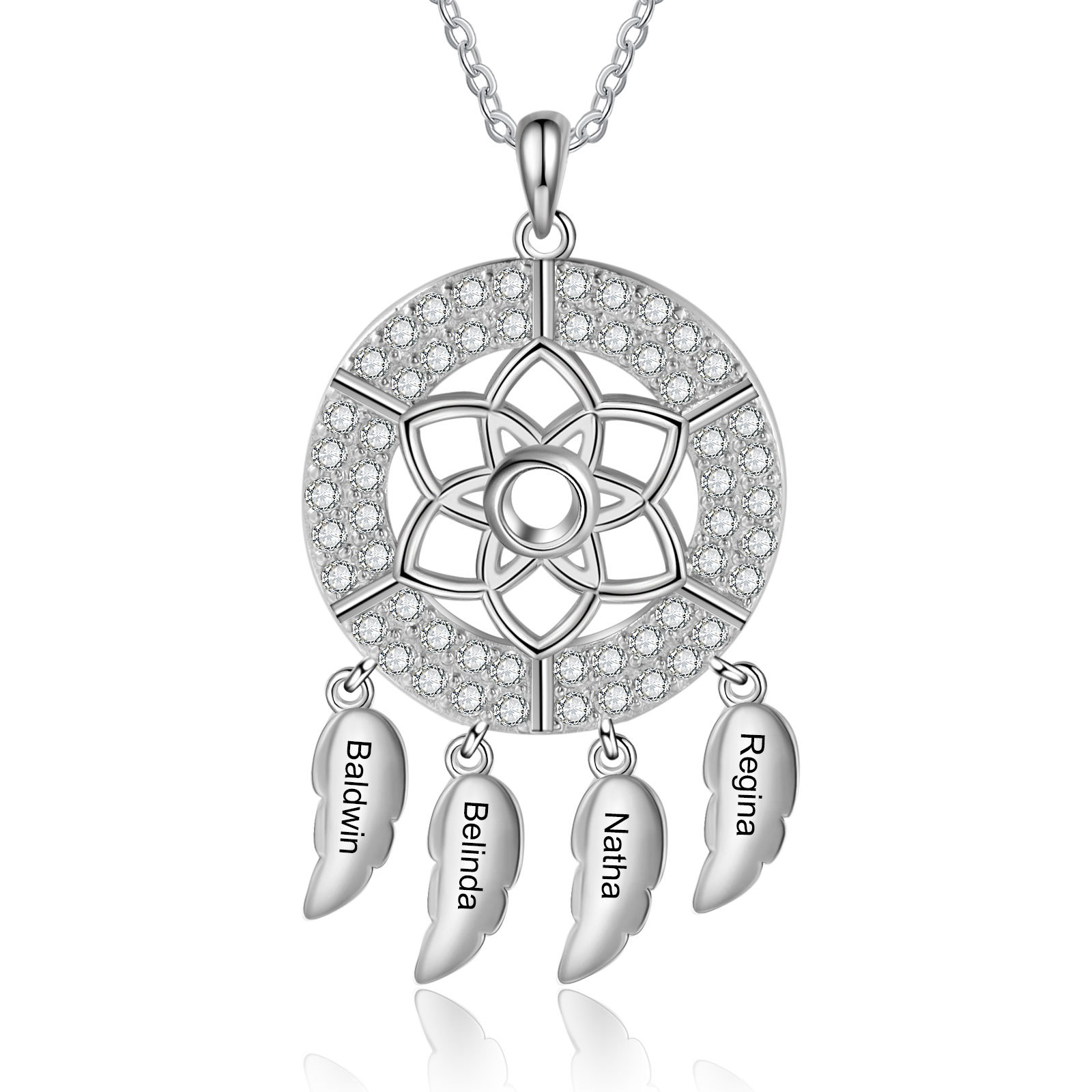 Personalised Dream Catcher Necklace Custom 4 Names Necklace Gifts For Her-Jessemade AU