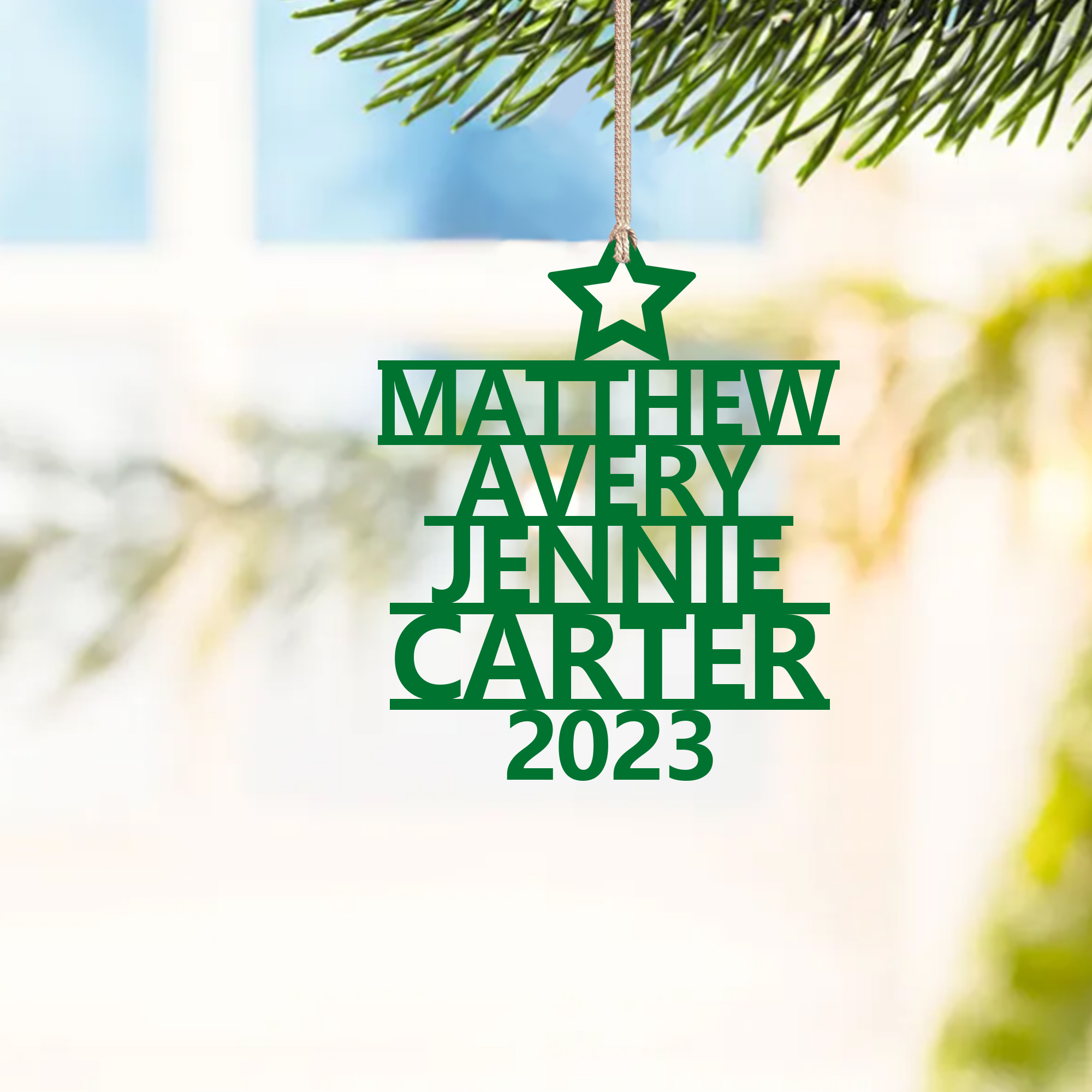 4 Names - Personalised Christmas Tree Ornaments Customised Name Xmas Wooden Decor Gifts for Family Friends-Jessemade AU