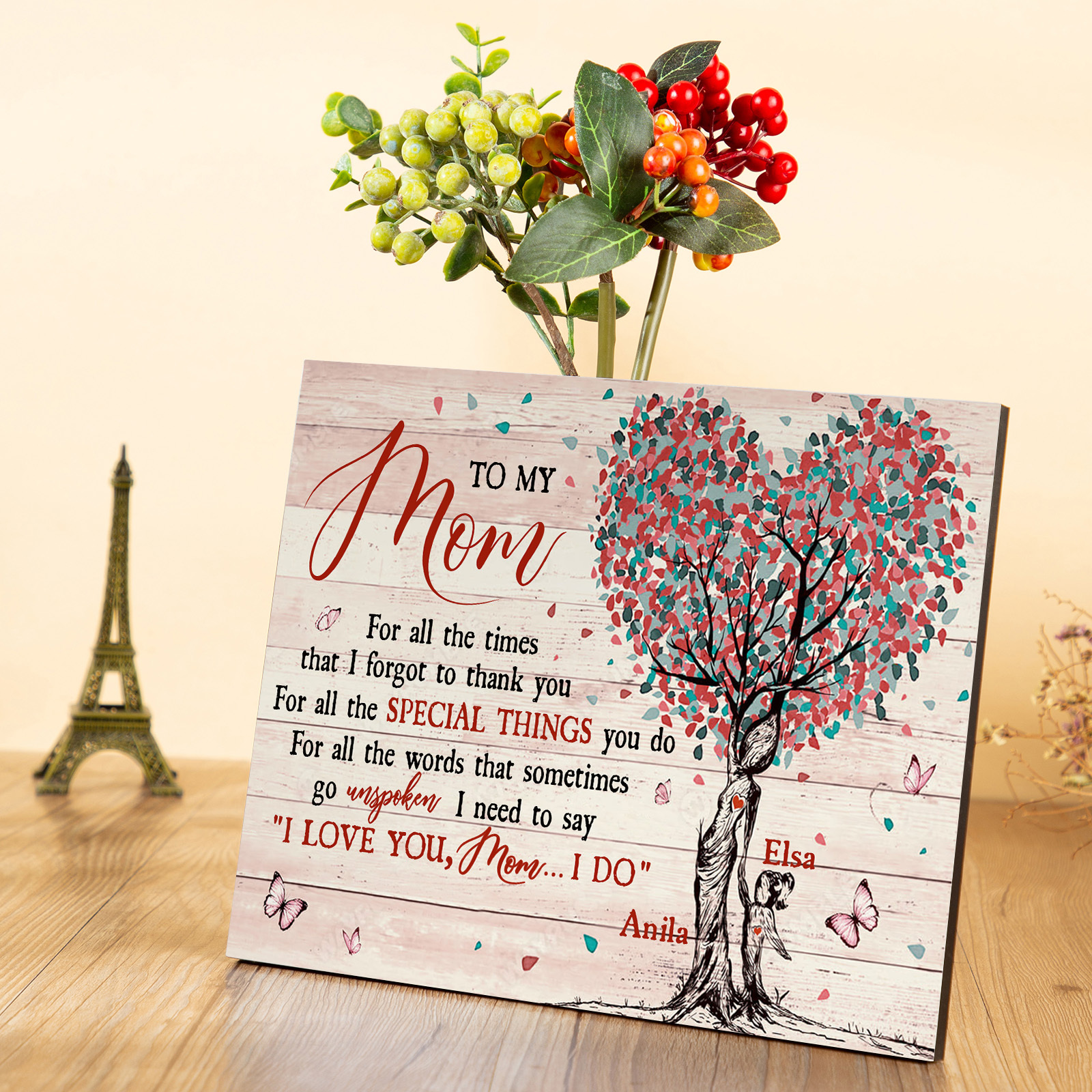 Personalised 2 Names Wooden Plaque Home Decoration Gifts for Mom/Mum - For All The Times That I Forgot To Thank You-Jessemade AU