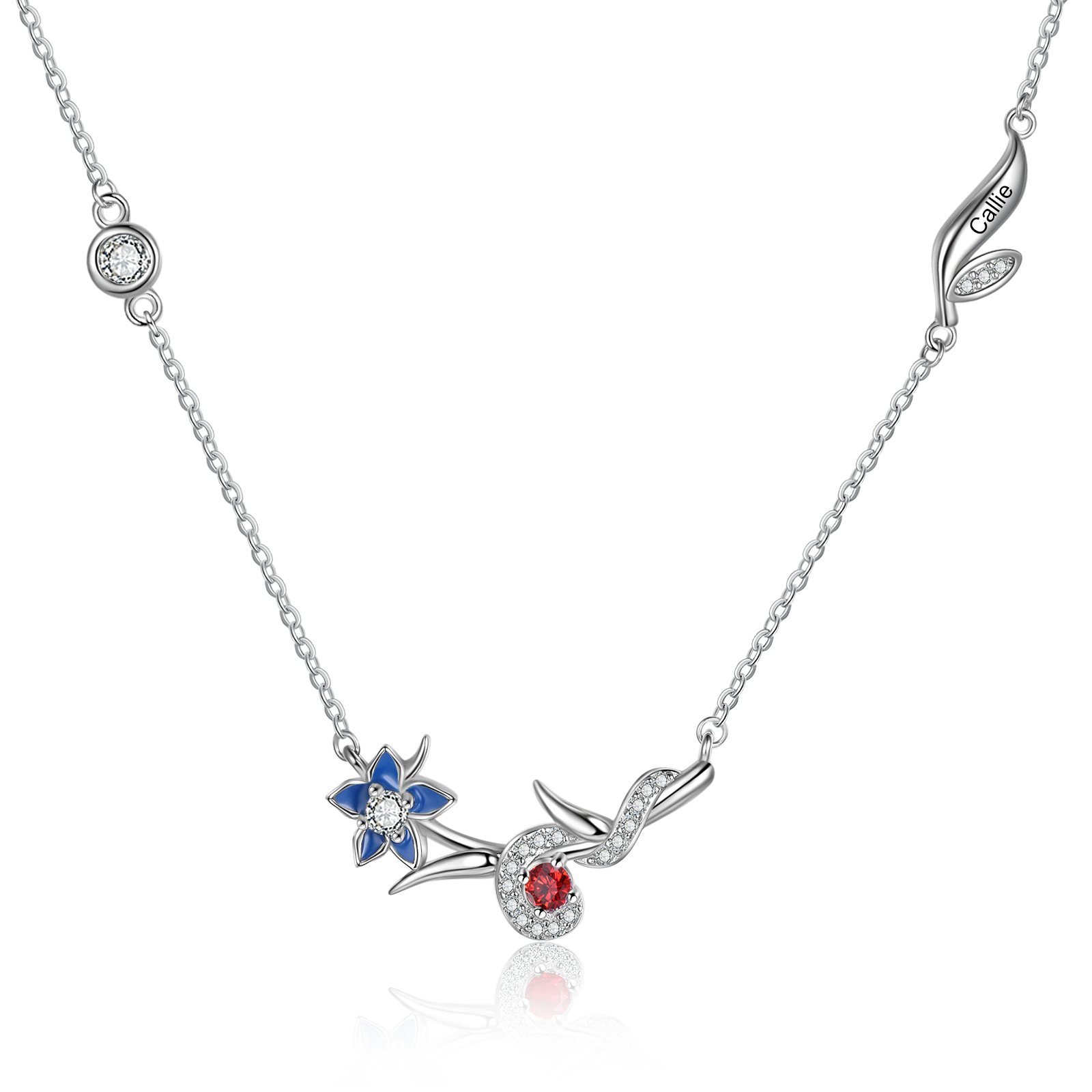 Personalised July Birthflower Necklace With Birthstone Best Gift For Her-Jessemade AU