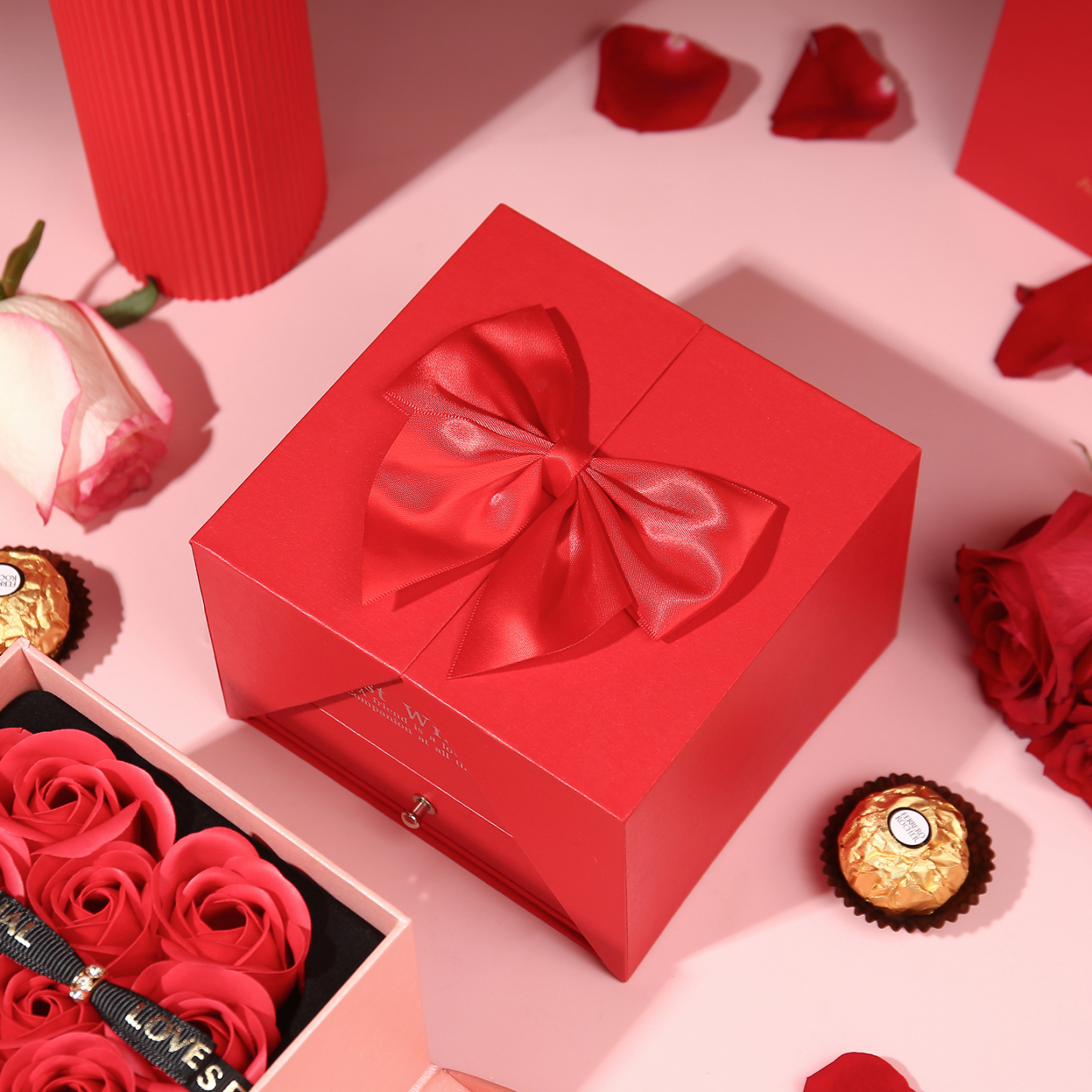 Red Rose Exquisite Jewelry Box Storage Box Valentine's Day Gift Packaging Box-Jessemade AU