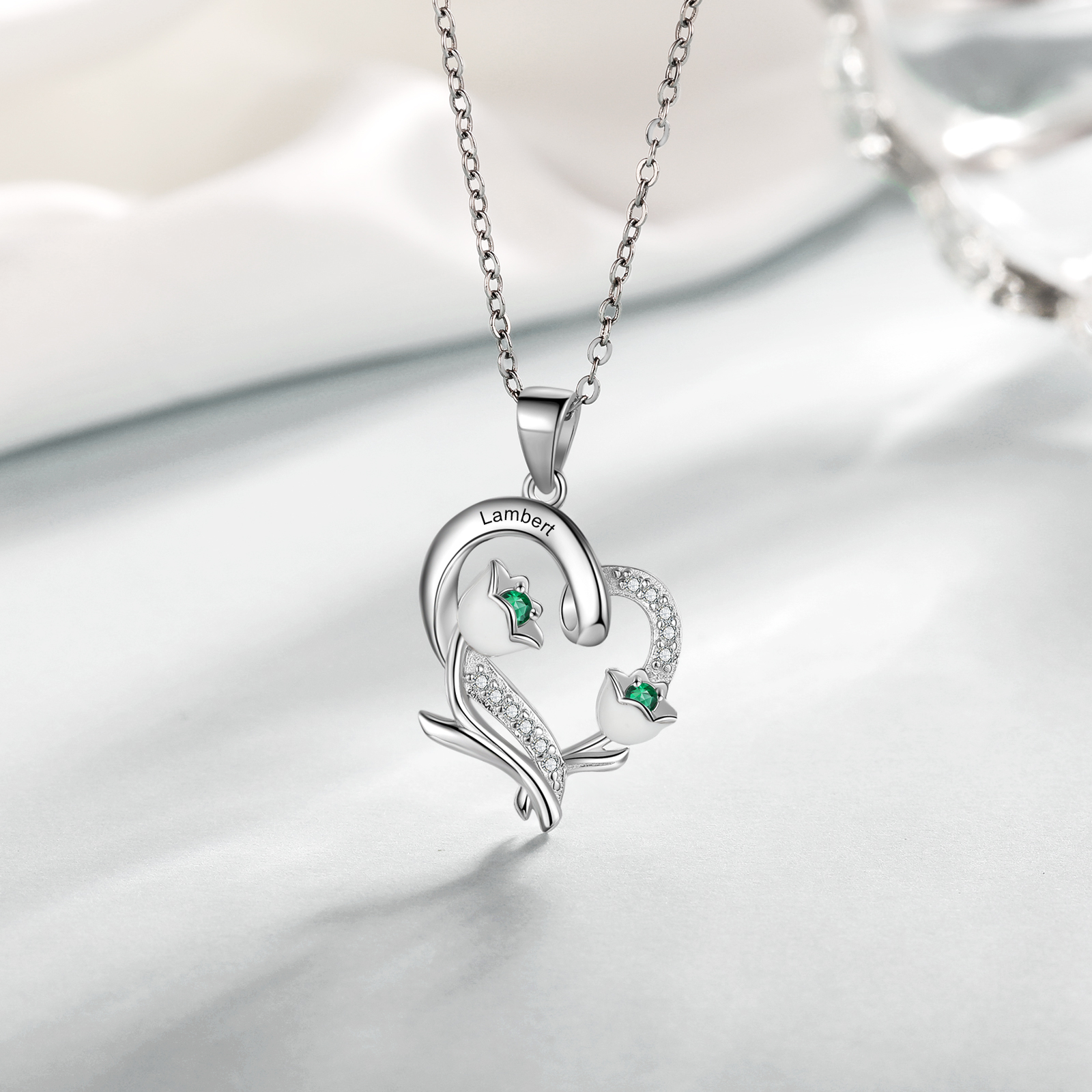 Personalised May Birthflower Necklace With Birthstones Custom 1 Name Necklace For Her-Jessemade AU