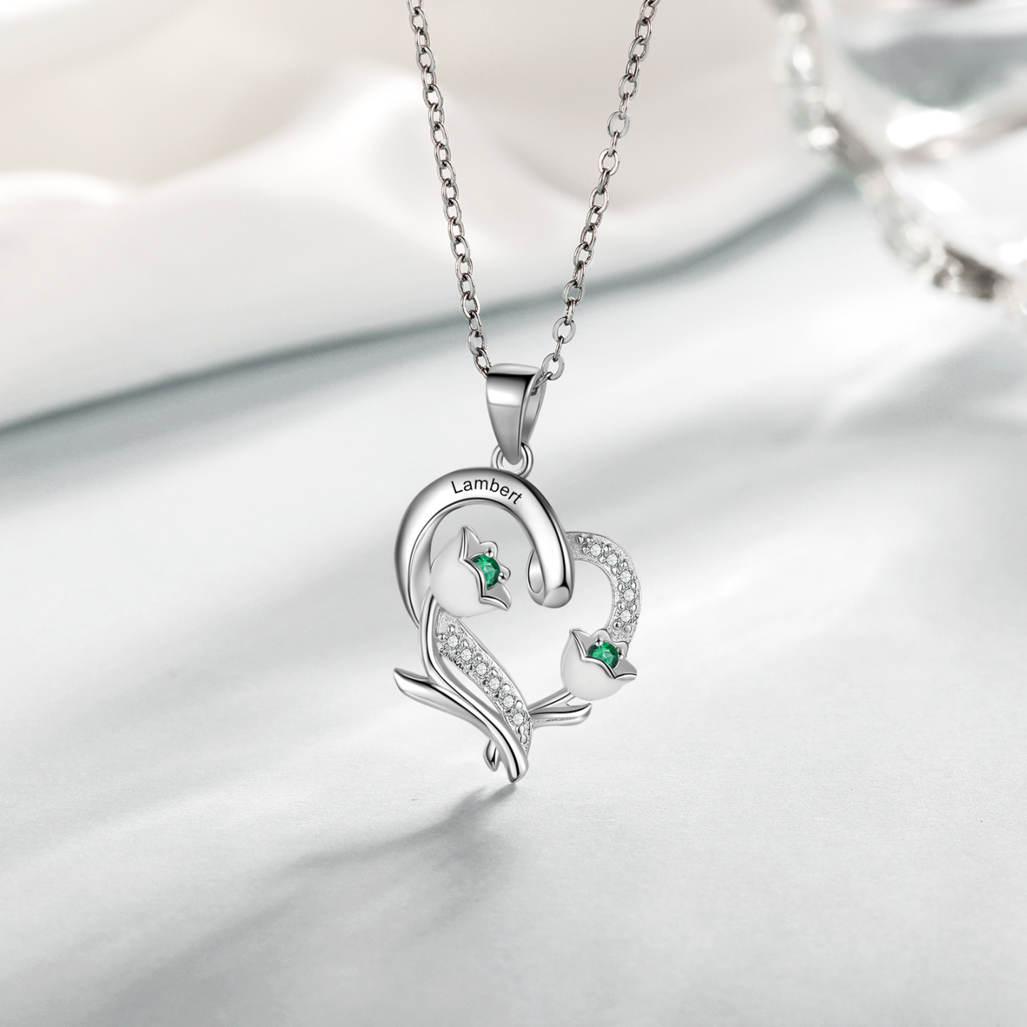 Personalised May Birthflower Necklace With Birthstones Custom 1 Name Necklace For Her-Jessemade AU