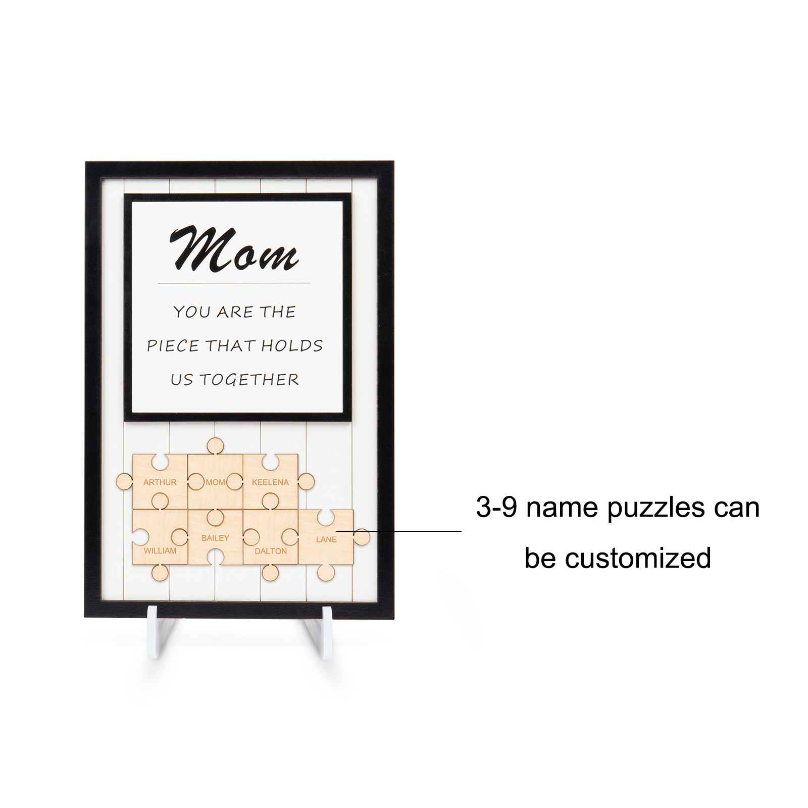 Mom Puzzle Sign Personalised 7 Names Wooden Sign Family Gifts-Mom You Are the Piece that Holds Us Together-Jessemade AU