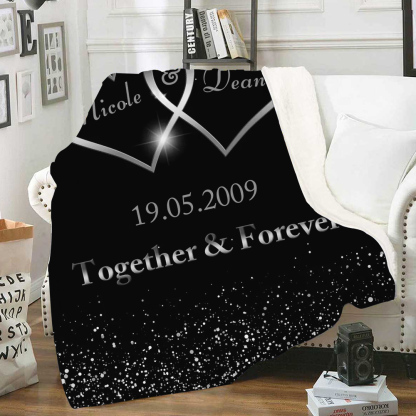 Personalised Couples Blanket Customised 2 Names & Date & Text Blanket Love Valentine's Day Gifts for Him/Her-Jessemade AU