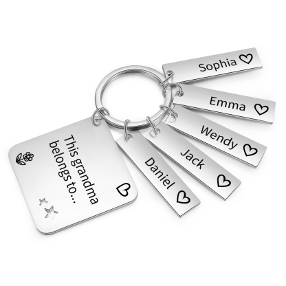 Personalised 5 Names & 1 Text Keychain Custom Family Keychain Gifts for Father/Mother/Grandma/Grandpa-Jessemade AU