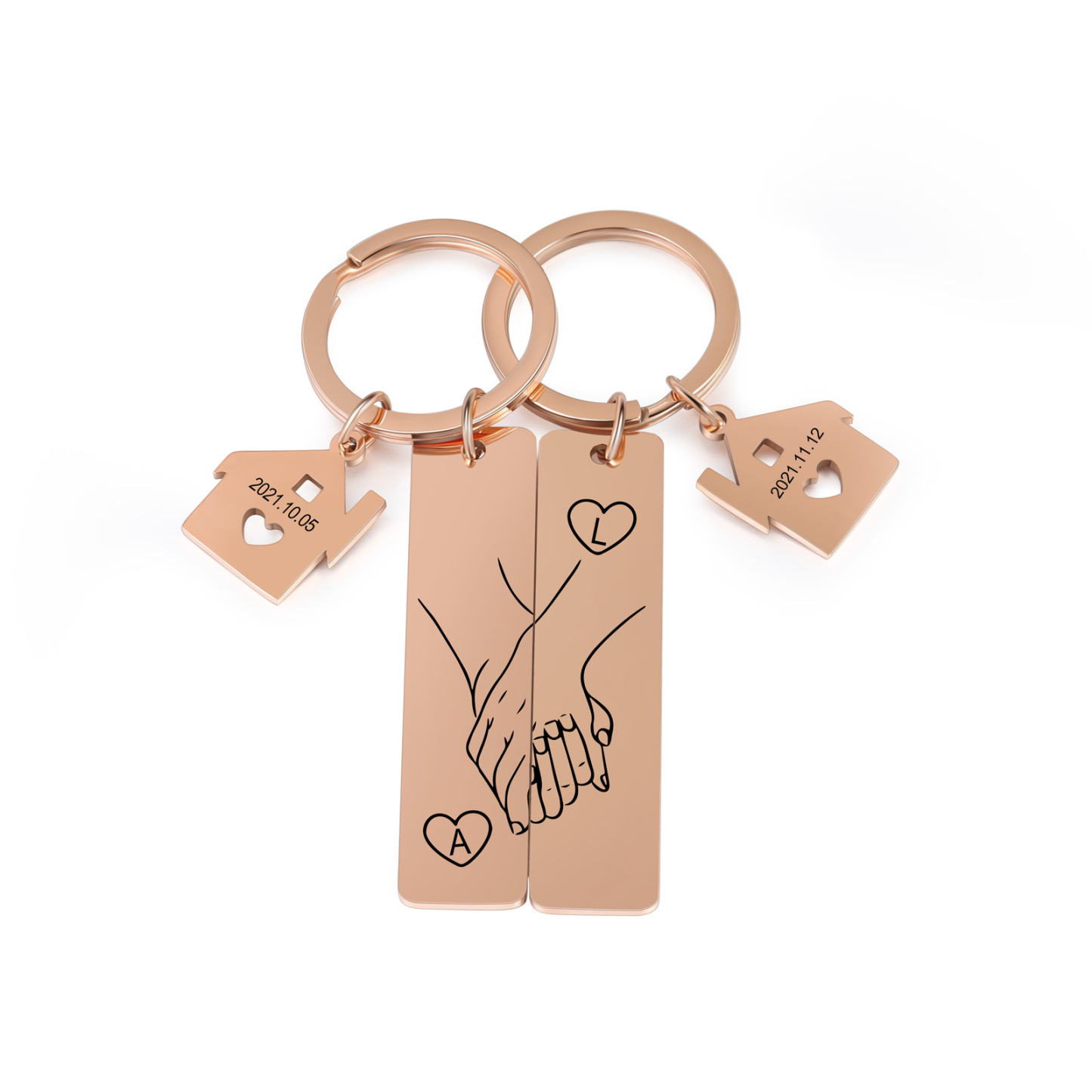 Holding Hands Couple Keychain Set Personalised Date Initial Matching Couple Gifts-Jessemade AU