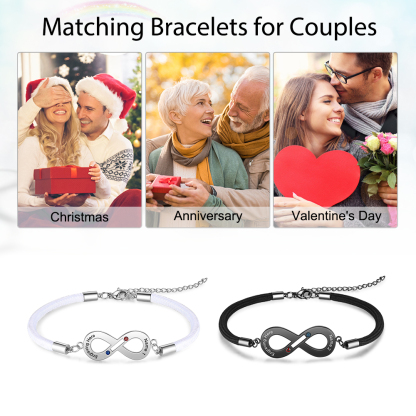 Valentine's Day Gifts 2024 Couple Infinity Bracelet Set with Birthstones-Jessemade AU