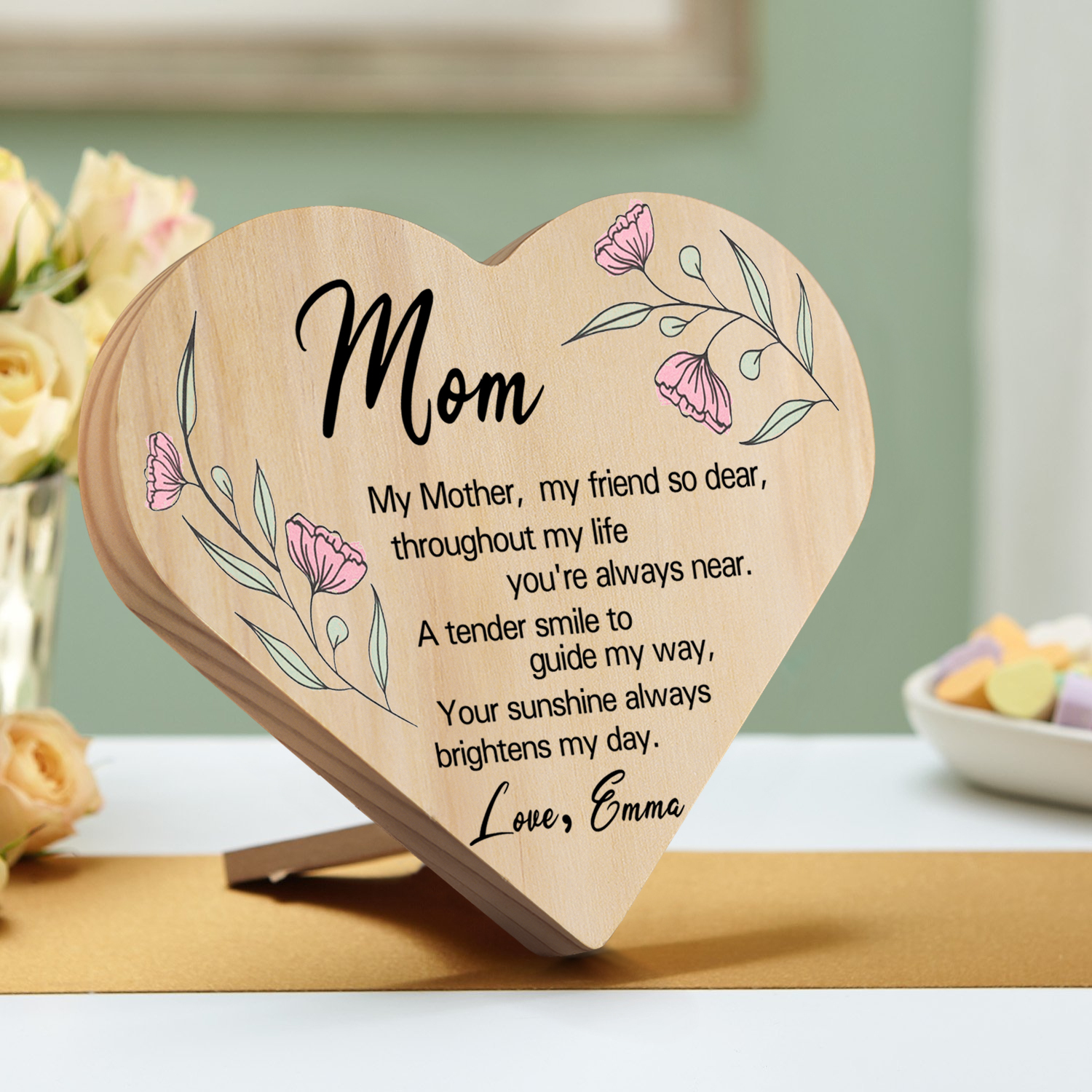 To My Mom Personalised Wooden Heart Keepsake Desktop Ornament "For all the times I forgot to thank you" Mothers Gifts-Jessemade AU