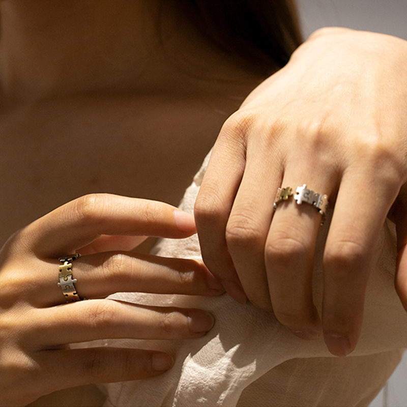 Couple Ring Set Matching Rings Puzzle Adjustable Ring Gift for Couple-Jessemade AU