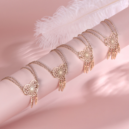 Personalised Heart Dream Catcher Bracelet with Birthstones Engrave 3 Names Gifts For Her-Jessemade AU