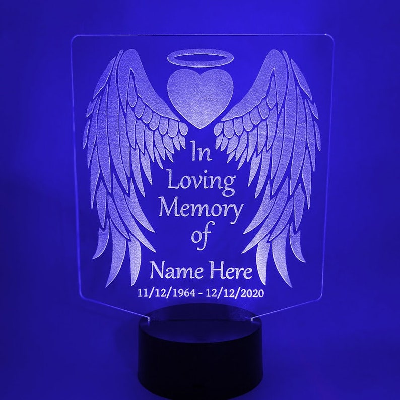 Personalised 7 Colours Changing Night Light Custom Name Wings Memorial LED Lamp Gifts For Lover-Jessemade AU