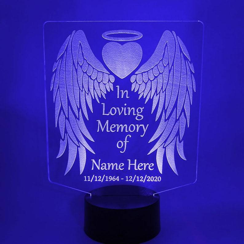 Personalised 7 Colours Changing Night Light Custom Name Wings Memorial LED Lamp Gifts For Lover-Jessemade AU