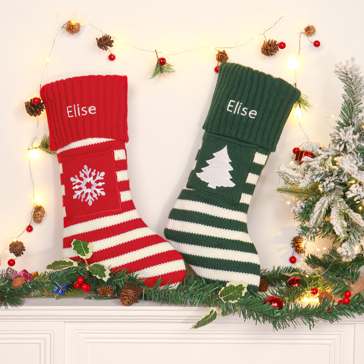 Christmas Stockings Ornaments Customised 1 Name Fireplace Decor Personalised Gifts for Family Friends-Jessemade AU