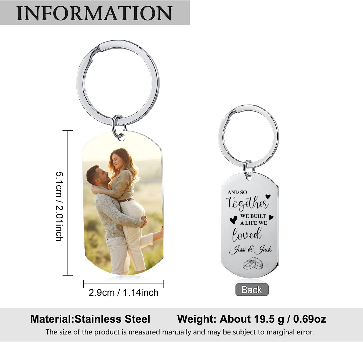 Personalised Photo Keychain for Couple "AND SO TOGETHER WE BUILT A LIFE WE LOVED" Valentine's Day Gift-Jessemade AU