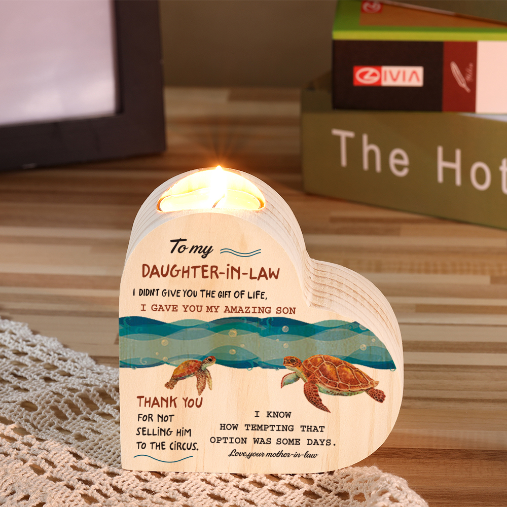 To My Daughter-in-law Wooden Heart Candle Holder "I didn't give you the gift of life" Gifts For Daughter-Jessemade AU