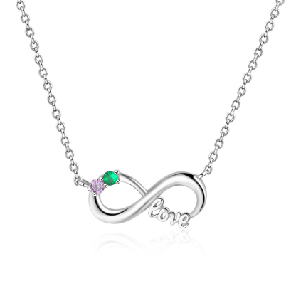 S925 Silver Love Infinity Necklace Personalised  Birthstone Necklace Gifts for Her-Jessemade AU