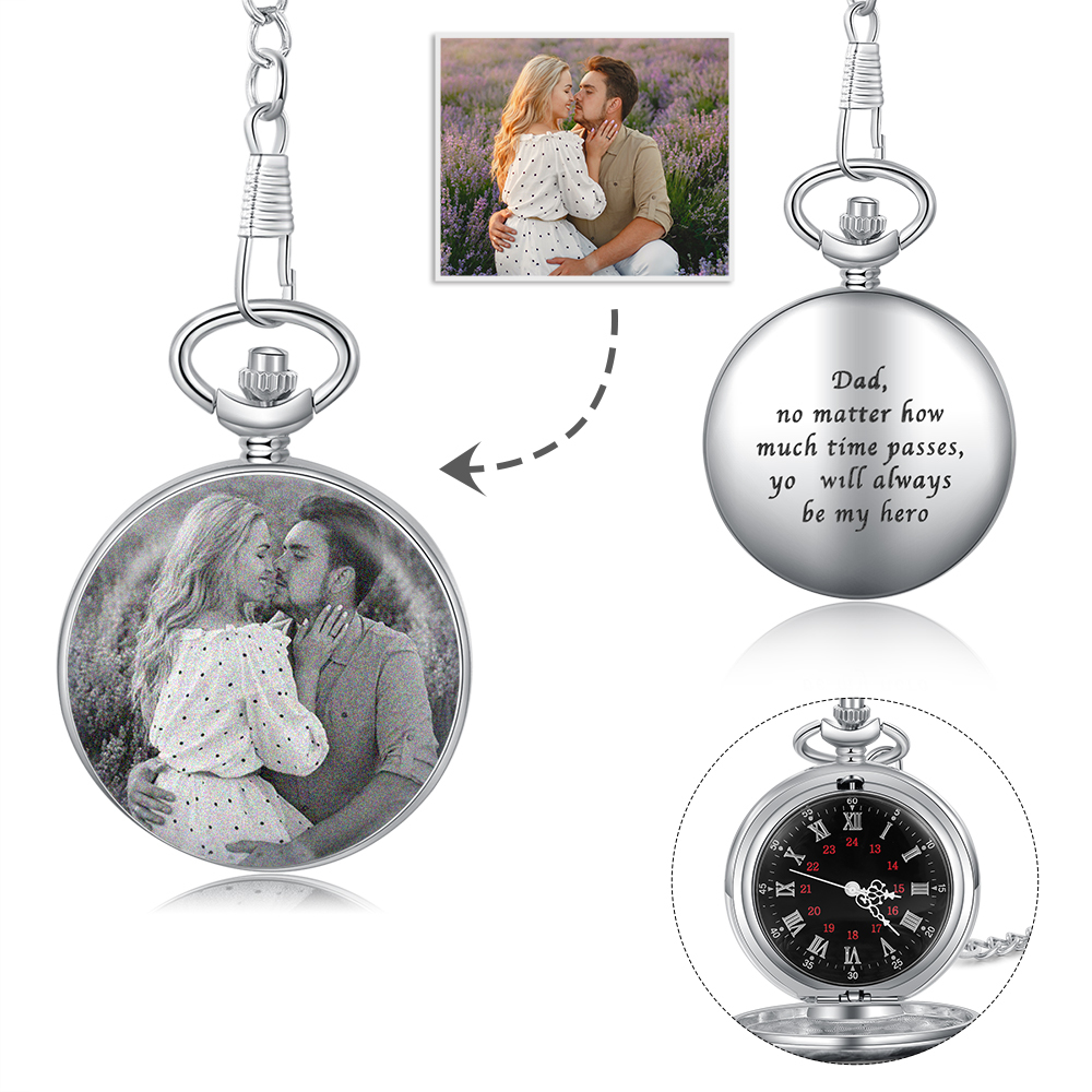 Personalised Pocket Watch Custom Photo Gifts For Father-Jessemade AU