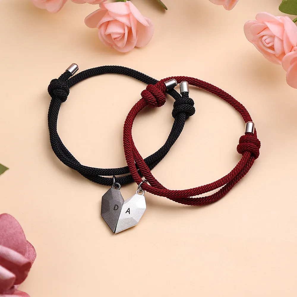 Personalised Two Souls One Heart Bracelet Magnetic Bracelet Set for Couple-Jessemade AU