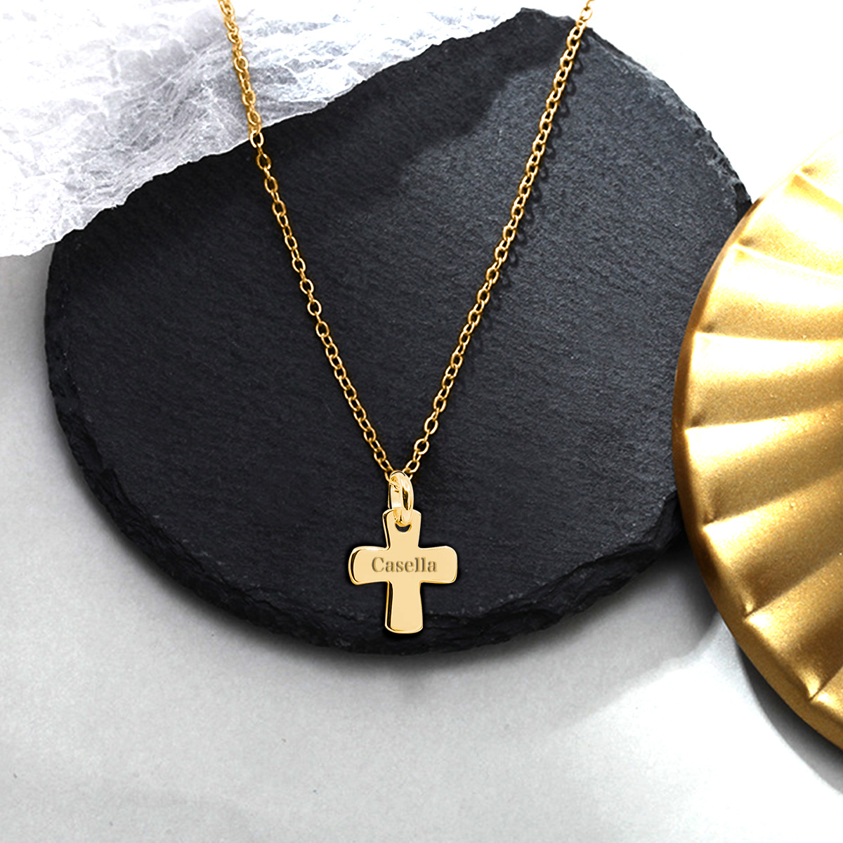 Personalised Cross Pendant Necklace with Name Stainless Steel Necklace Gold Gift for Boys Girls-Jessemade AU