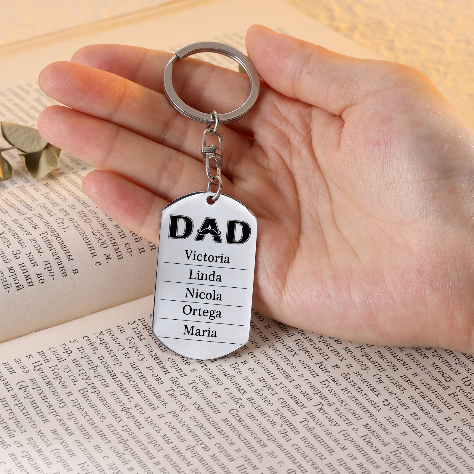 Personalised Photo Keychain Dad Keyring Engrave 5 Names Father's Day Gifts-Jessemade AU