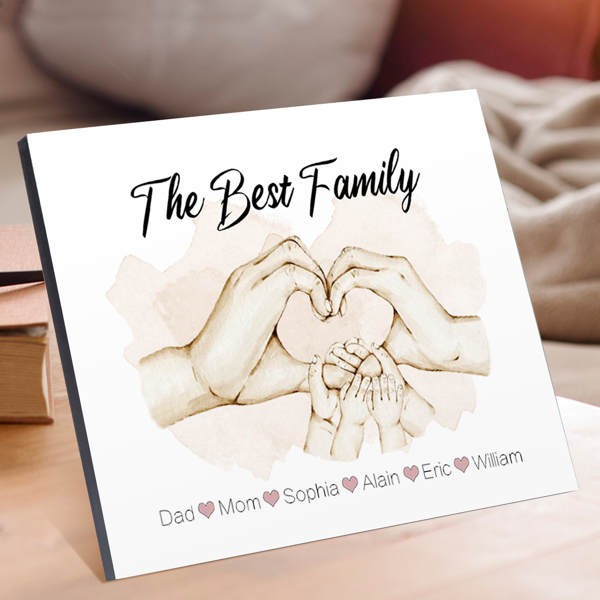 Personalised Heart Holding Hands Picture Board Custom 6 Names Family Keepsake Wood Signs Photo Frame-Jessemade AU