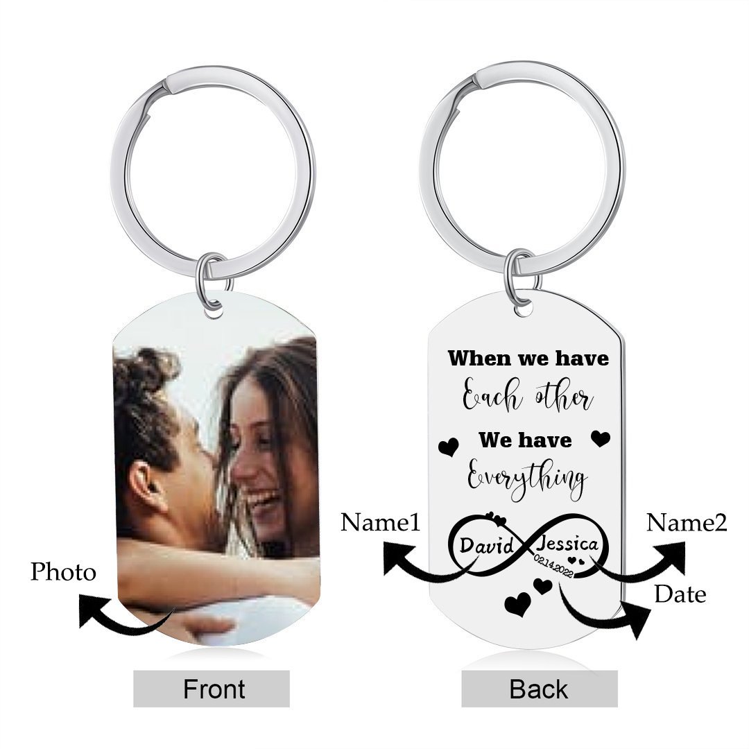 Couple Photo Keychain Custom 2 Names & Date Keyring Infinity Couples Gift - When We Have Each Other, We Have Everything-Jessemade AU