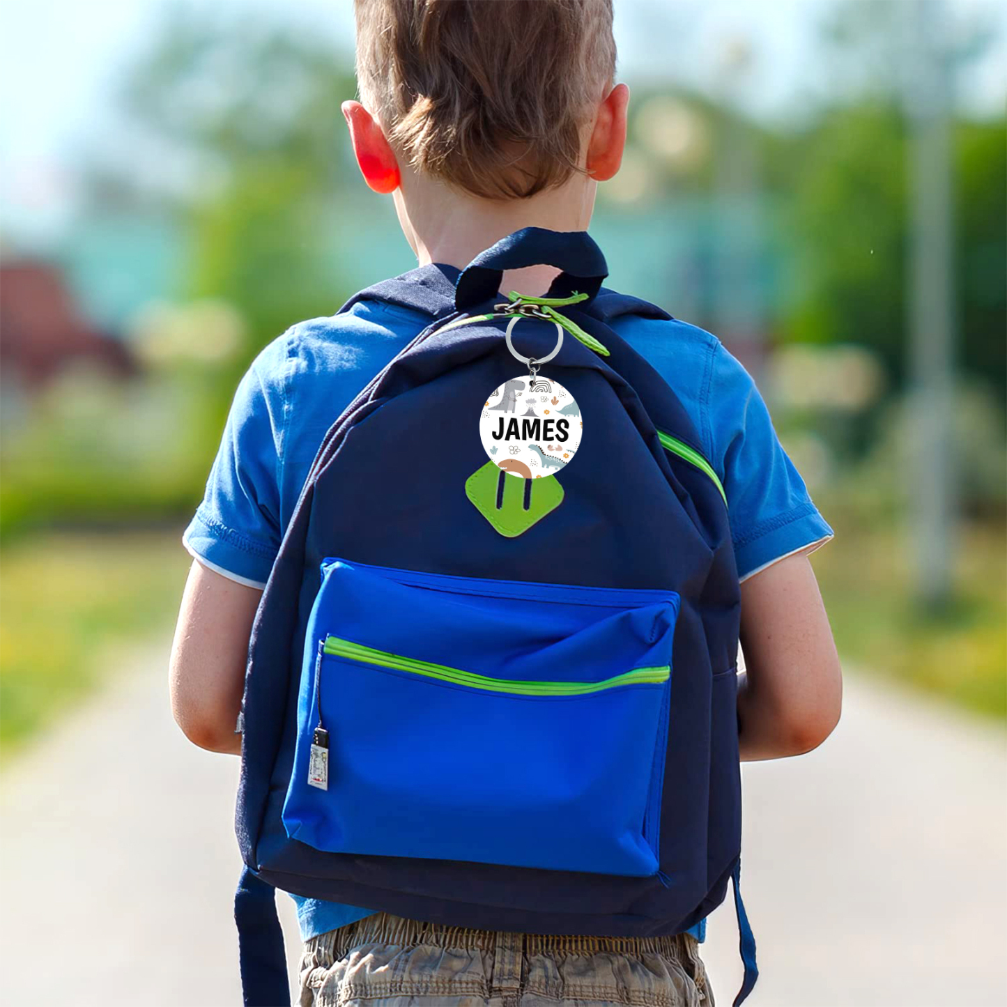 Customised 1 Name Dinosaur Pattern Keychain Unique Back to School Gift for Kids-Jessemade AU