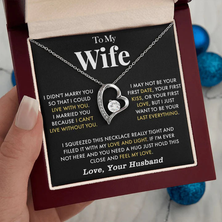 To My Wife Heart Necklace Valentine's Day Birthday Gift for Wife - I Married You Because I Can't Live Without You-Jessemade AU