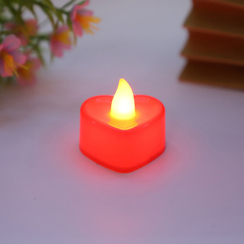 1 Piece Red Electronic Candle Heart-Shaped Night Light LED Romantic Decorations-Jessemade AU