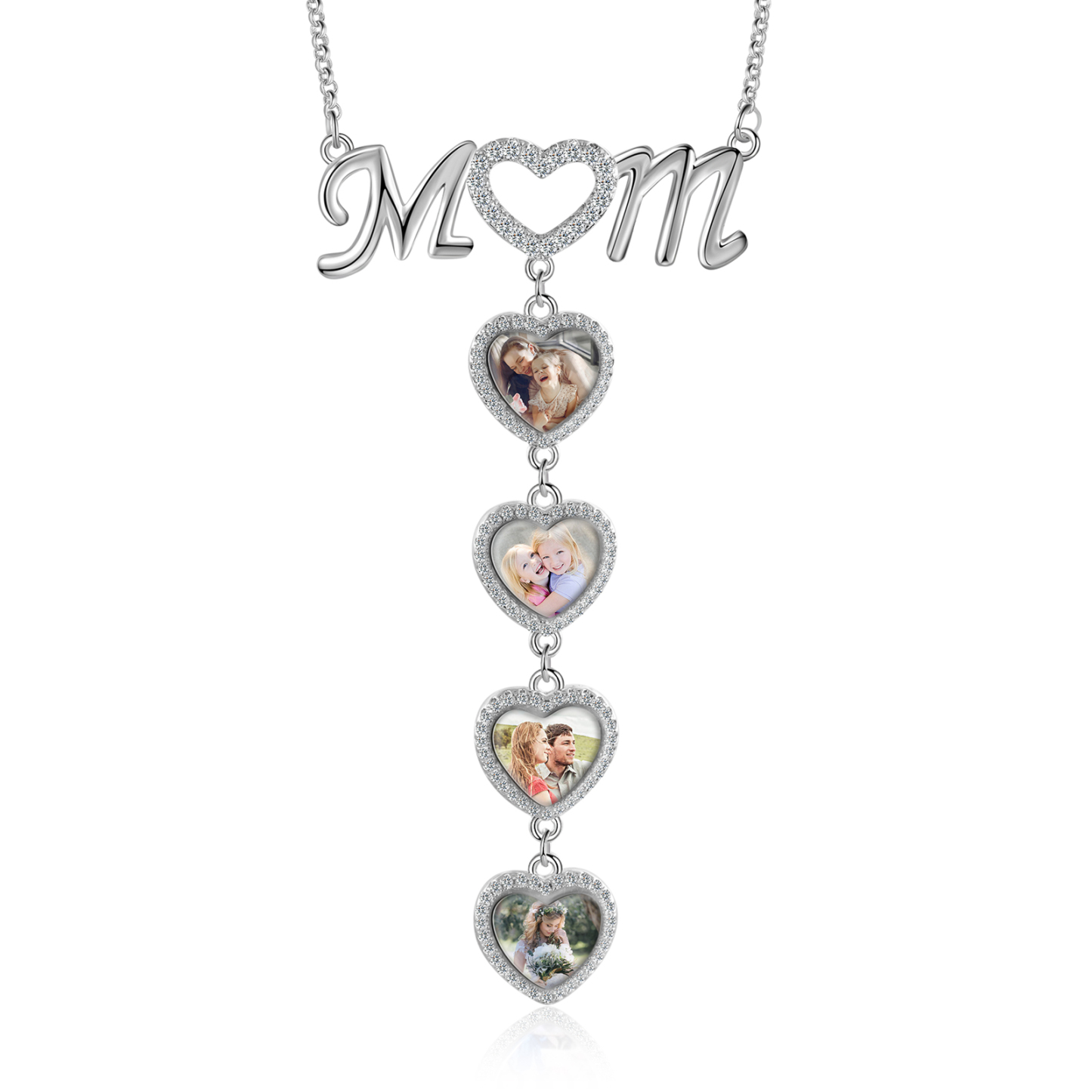 Mother's Day Gifts Personalised Mom Necklace Custom 4 Photos Heart Necklace for Mom-Jessemade AU