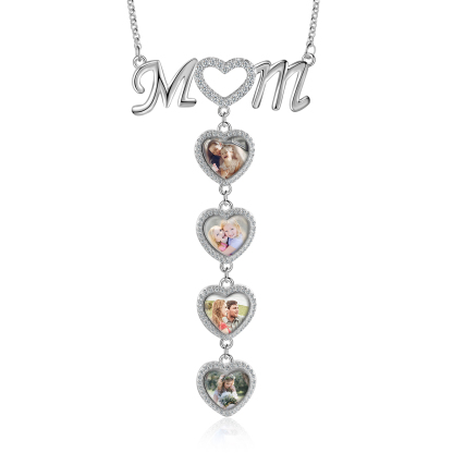 Mother's Day Gifts Personalised Mom Necklace Custom 4 Photos Heart Necklace for Mom-Jessemade AU