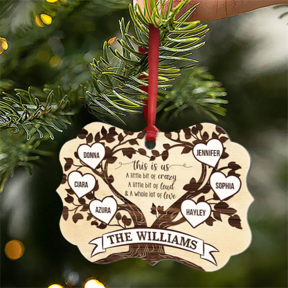 Family Tree Ornament Personalised 6 Names Wooden Family Ornament-Jessemade AU