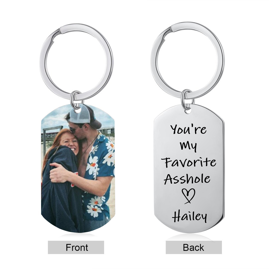 Personalised Photo Keychain Custom 1 Name Keychain - You're My Favourite Asshole - Valentine's Day Gifts for Him-Jessemade AU