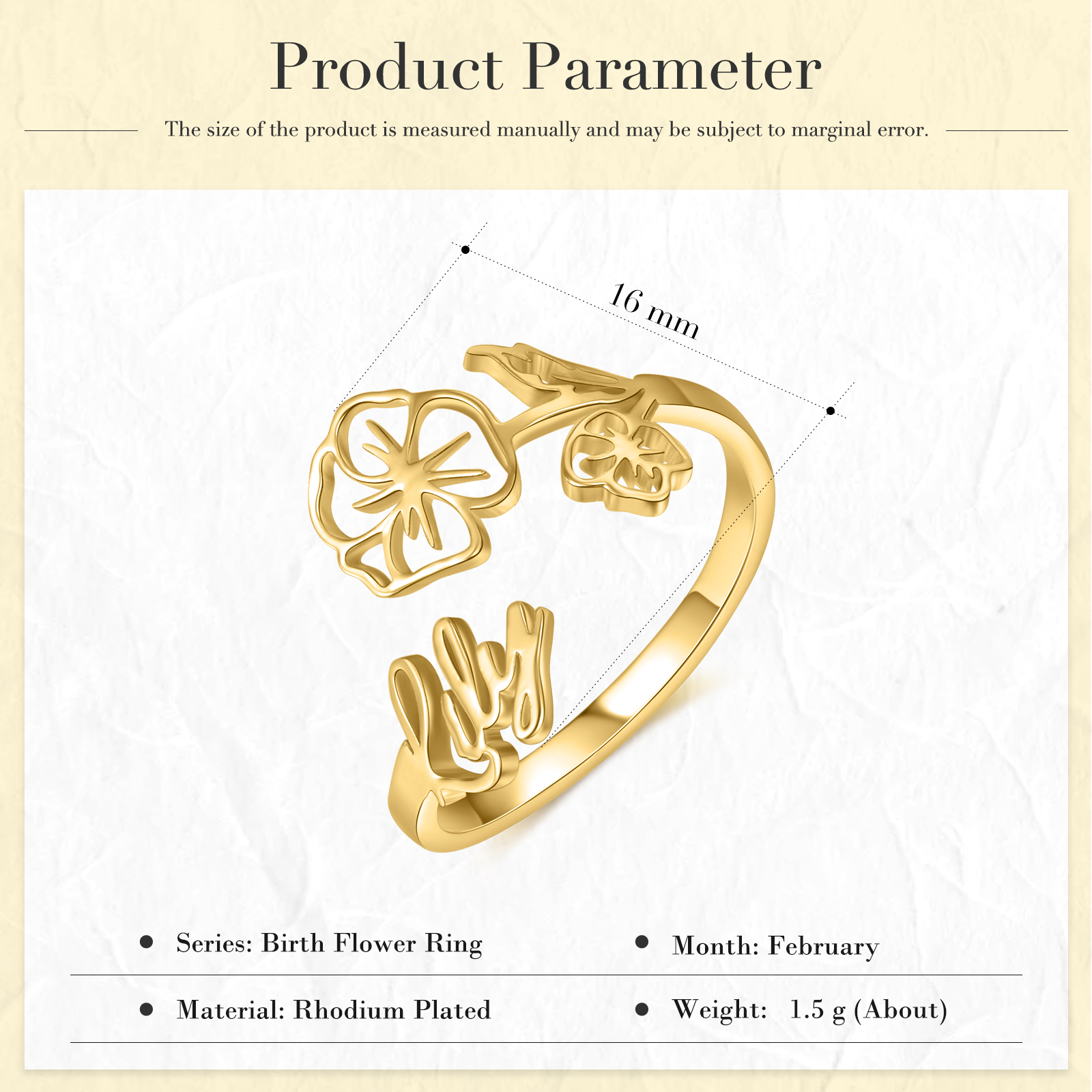 Personalised February Birth Flower Ring With Name Gifts For Her-Jessemade AU