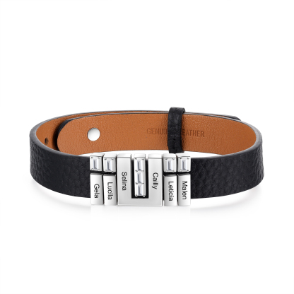 Mother's Day Gifts Personalised Leather Bracelet With 6 Names Gifts For Women-Jessemade AU